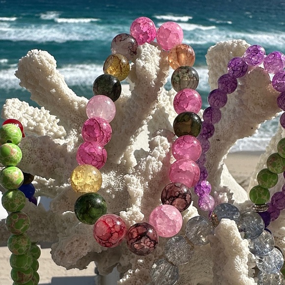 Vibrant Glass Beaded Bracelets Set - Picture 4 of 4